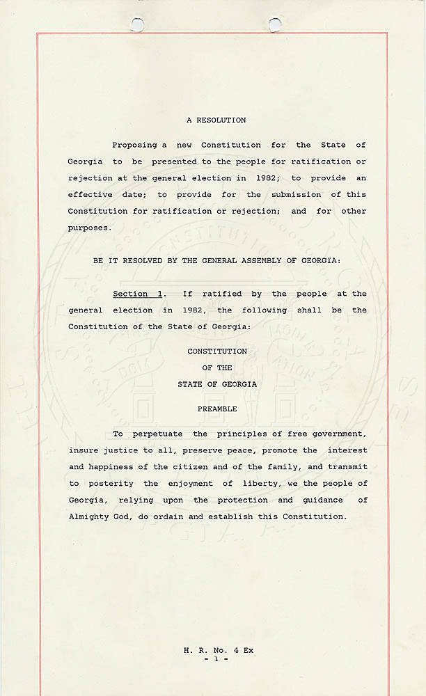 <p>First page of the 1983 Georgia Constitution.</p>